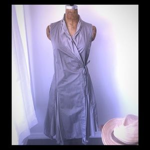 PU Wrap Dress, Pearl Grey, Small